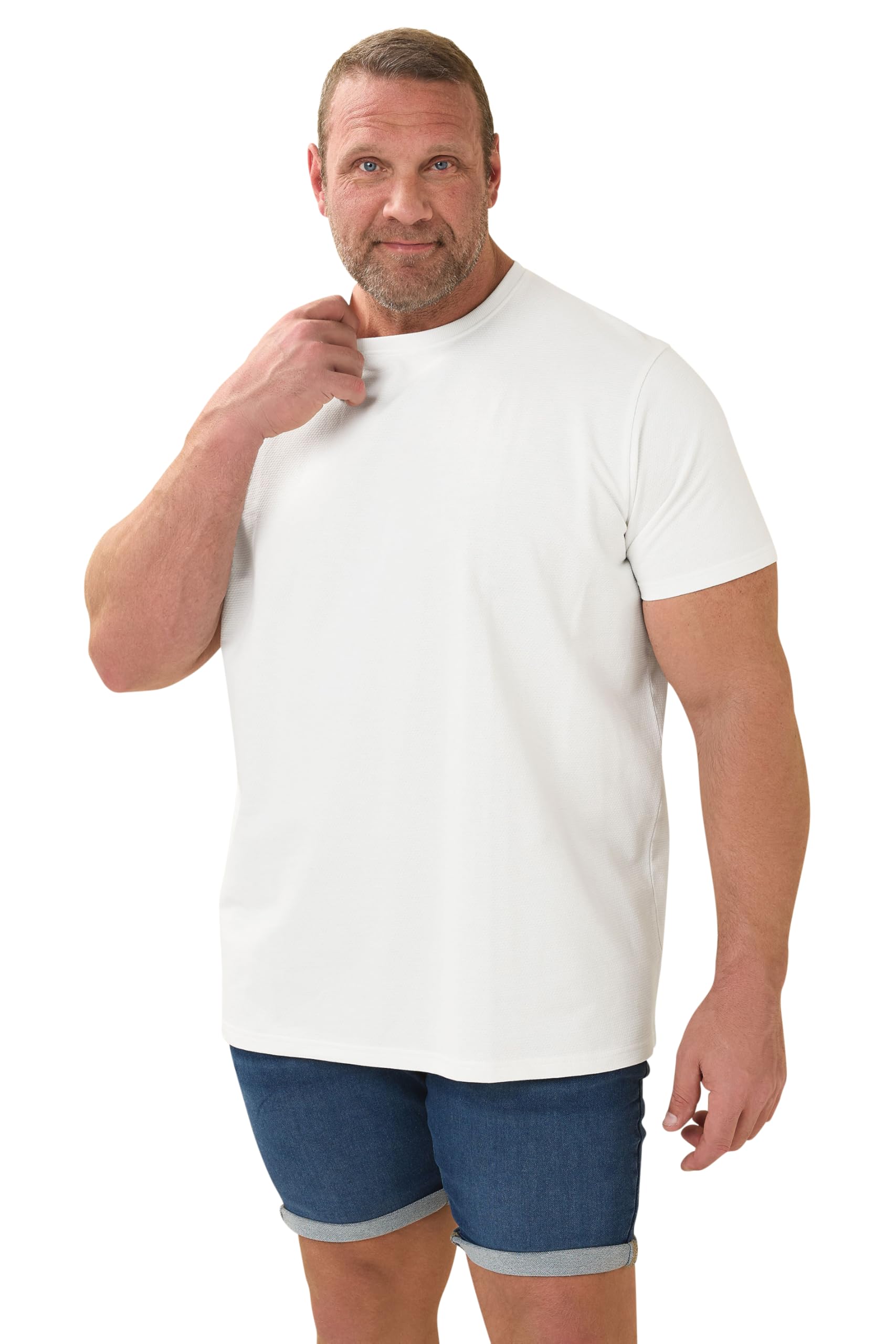 Badrhino Men's White Big & Tall Textured T-Shirt - Plus Curve 4XL Plus