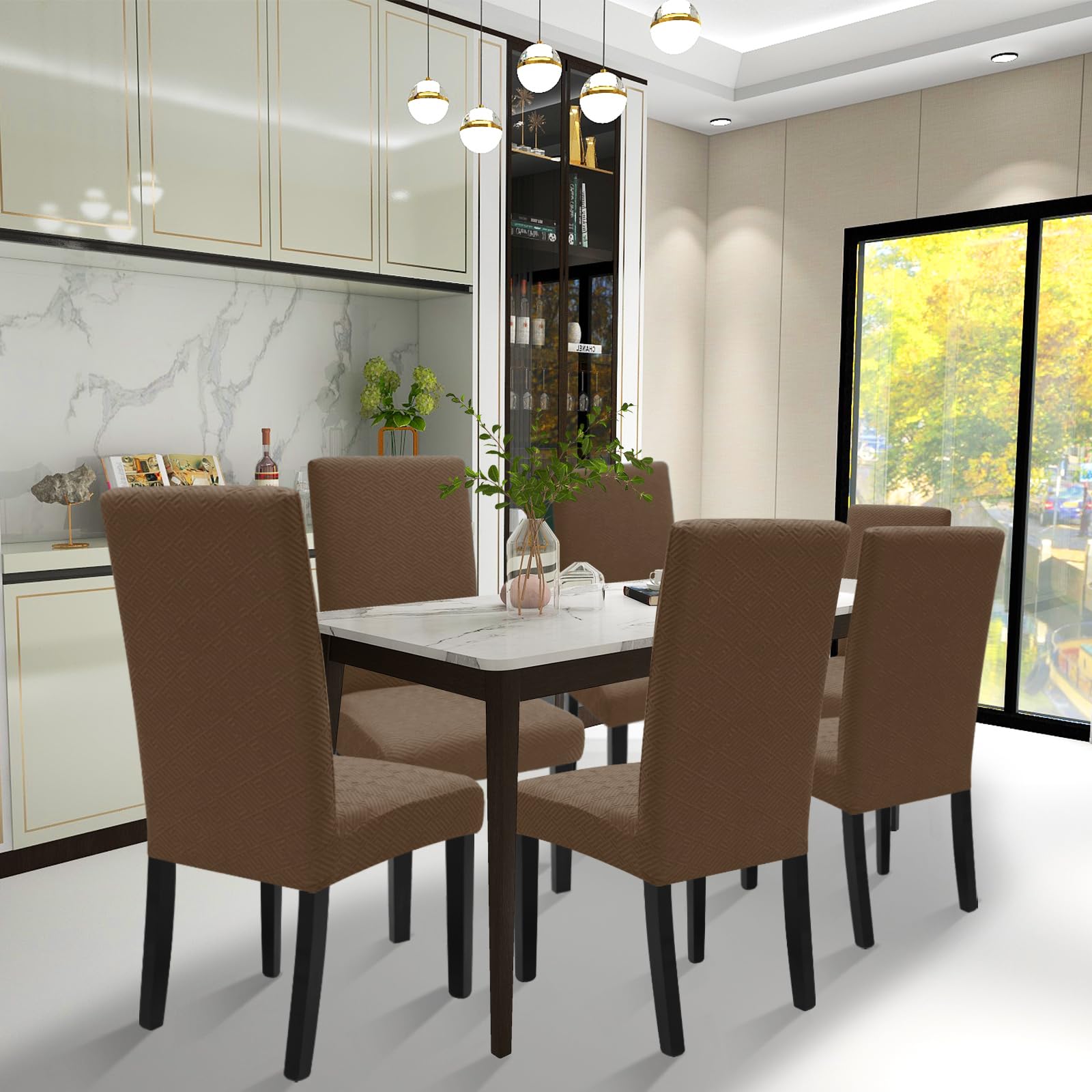 Ystyle Coprisedie Con Schienale 6 Pezzi, Elasticizzato Copri Sedie - 4
