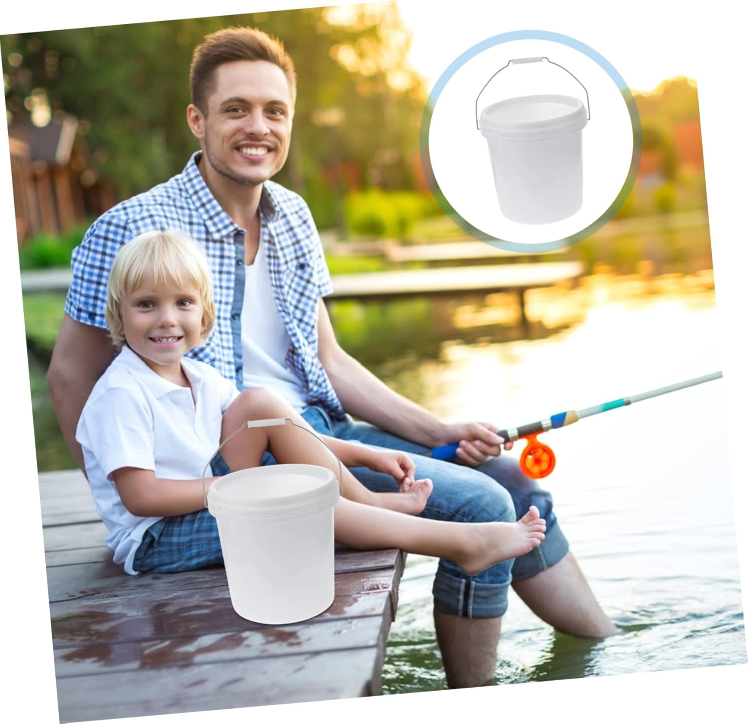 White Plastic Water Bucket Portable Utility Bucket Handle for Home Use Plastic Design for Cleaning Fishing and Storage