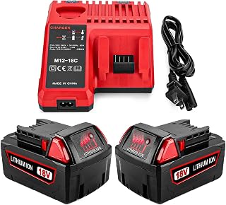 2Pack 18V 6.5Ah Replace for Milwaukee M 18 Battery 18Volt m-18 48-11-1815 48-11-1820 48-11-1850 Batteries + 48-11-2420, 48-59-1812, M 12/M 18 Milwaukee Battery Charger kit