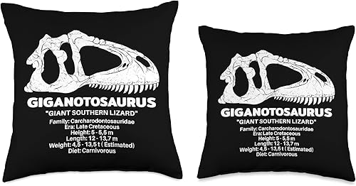 Miniatura 3 de Giganotosaurus Fossil Bones Paleontology Giganotosaurus Skull Fossil Hunter Dinosaur Fact Sheet almohada, 18 x 18 pulgadas, multicolor