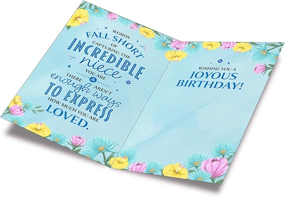 Prime Greetings Birthday Card Niece, Made in America, Eco-Friendly, Thick Card Stock with Premium Envelope 5in x 7.75in, Packaged in Protective Mailer