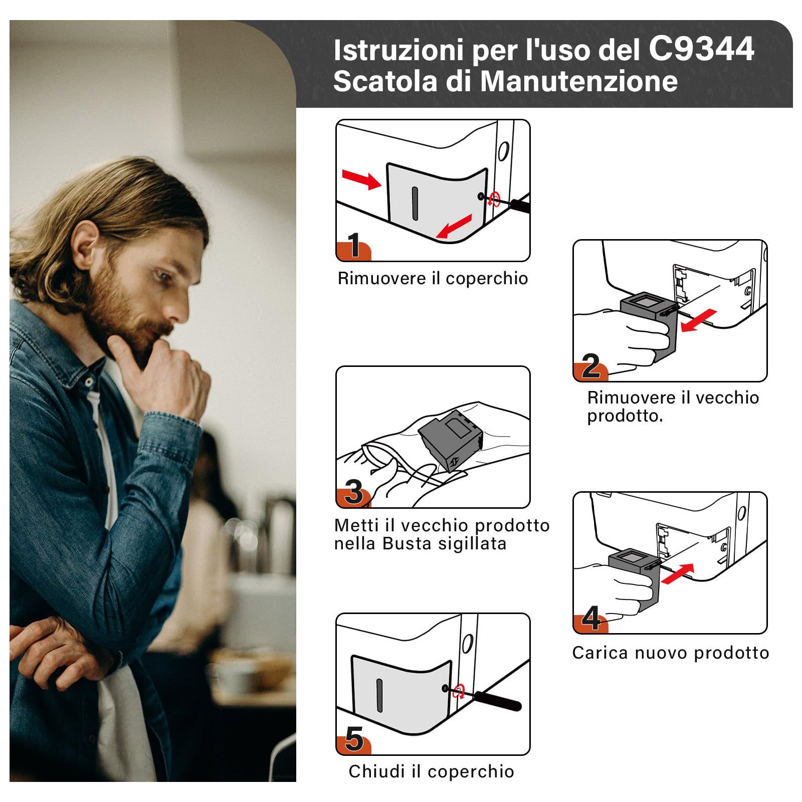 Spaceink C9344 - Caja de mantenimiento compatible con Epson WorkForce WF-2910DWF, WF-2930DWF, WF-2950DWF, WF-2810DWF, Expression Home, XP-4200, XP-3200, EcoTank ET-2830, ET-2840