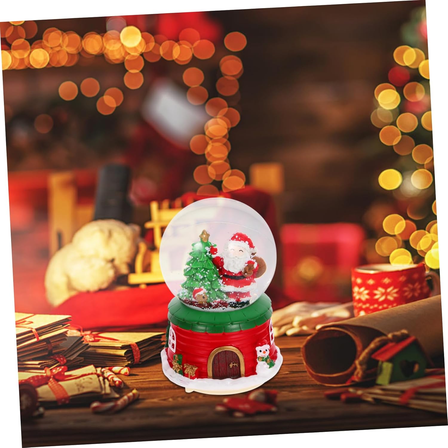 SOLUSTRE Christmas Music Box Globe Decor Crystal Holiday Elements for Home Desktop Party Decoration Xmas for Boys and Girls Family