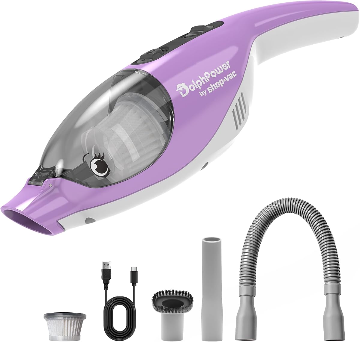 Shop-Vac DolphPower Handheld Vacuum, 4500 Pa Cordless Mini Vacuum, Purple