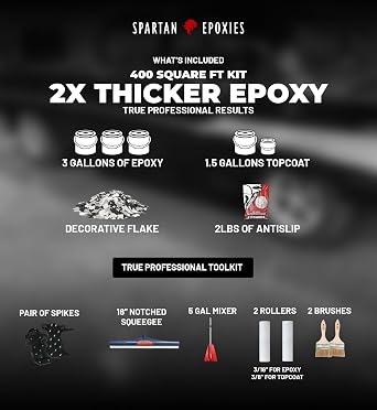 Epoxy Floor Kit for Concrete, 300-400 ft2, Medium Gray with Domino Flake