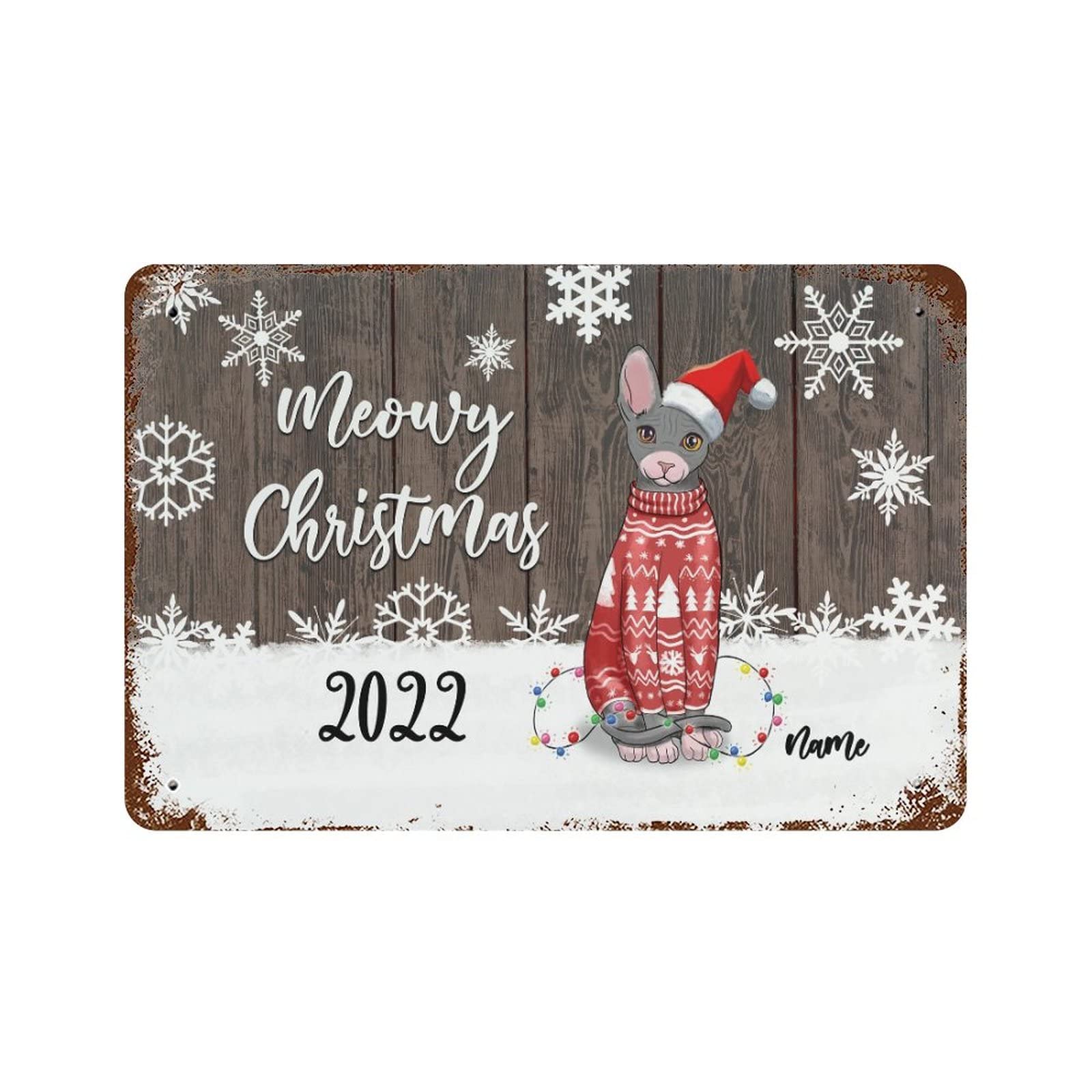 Plaque en métal vintage de chats pour sapin de Noël 30x45 cm