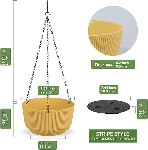Miniatura 9 de Dexceder Macetas colgantes de autorriego de 11.2 pulgadas para interiores y exteriores, cesta colgante gruesa (paquete de 2, rosa)