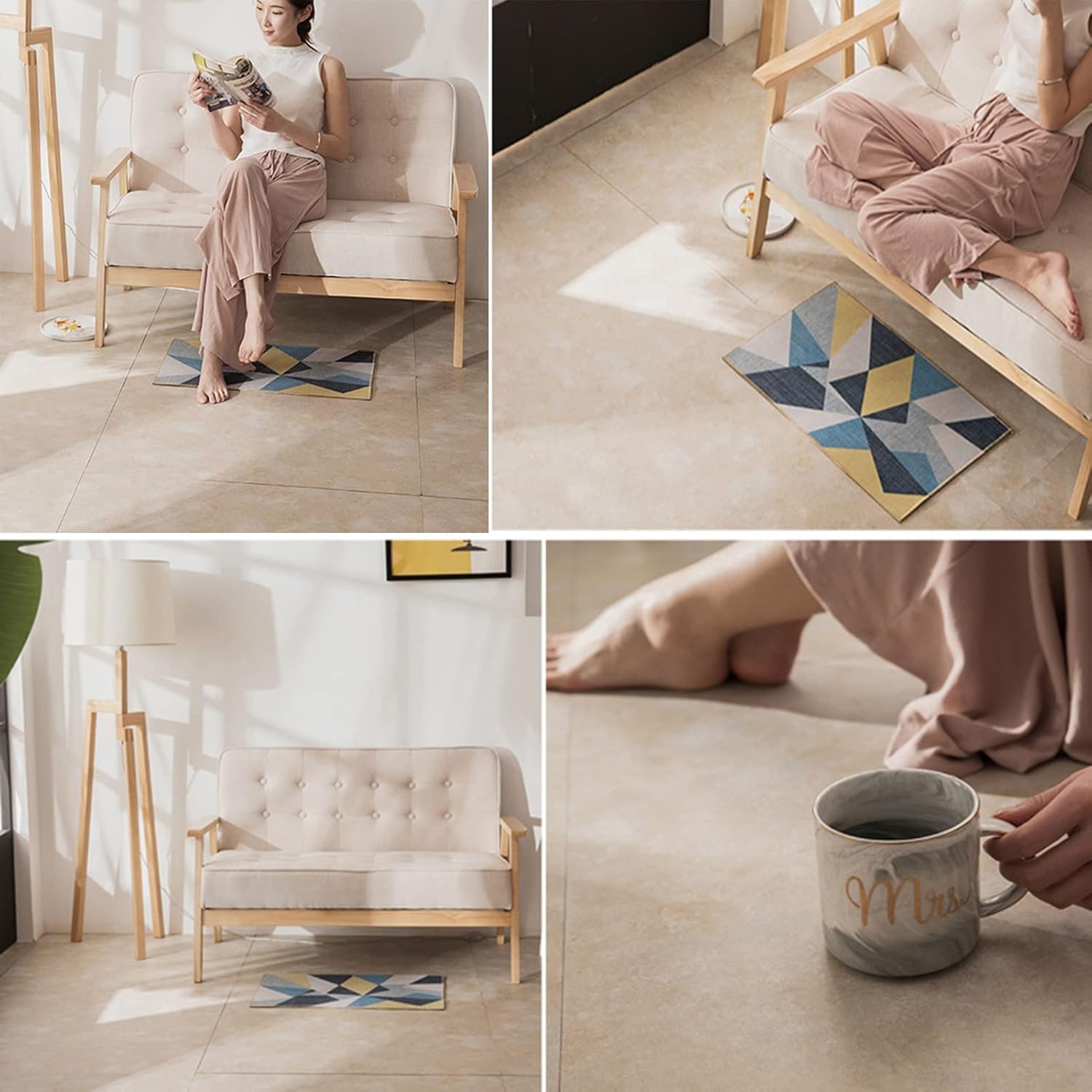 YJEUZCD Hallway Runner Rug PVC 18mm Thick Waterproof Peel And Stick ...