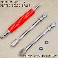 Vista 3 de VOTNMIC Extensores de vástago de válvula doble de 2 pulgadas, juego de 2 piezas, resistente, 1.969 in, recto, de metal, extensiones de vástago