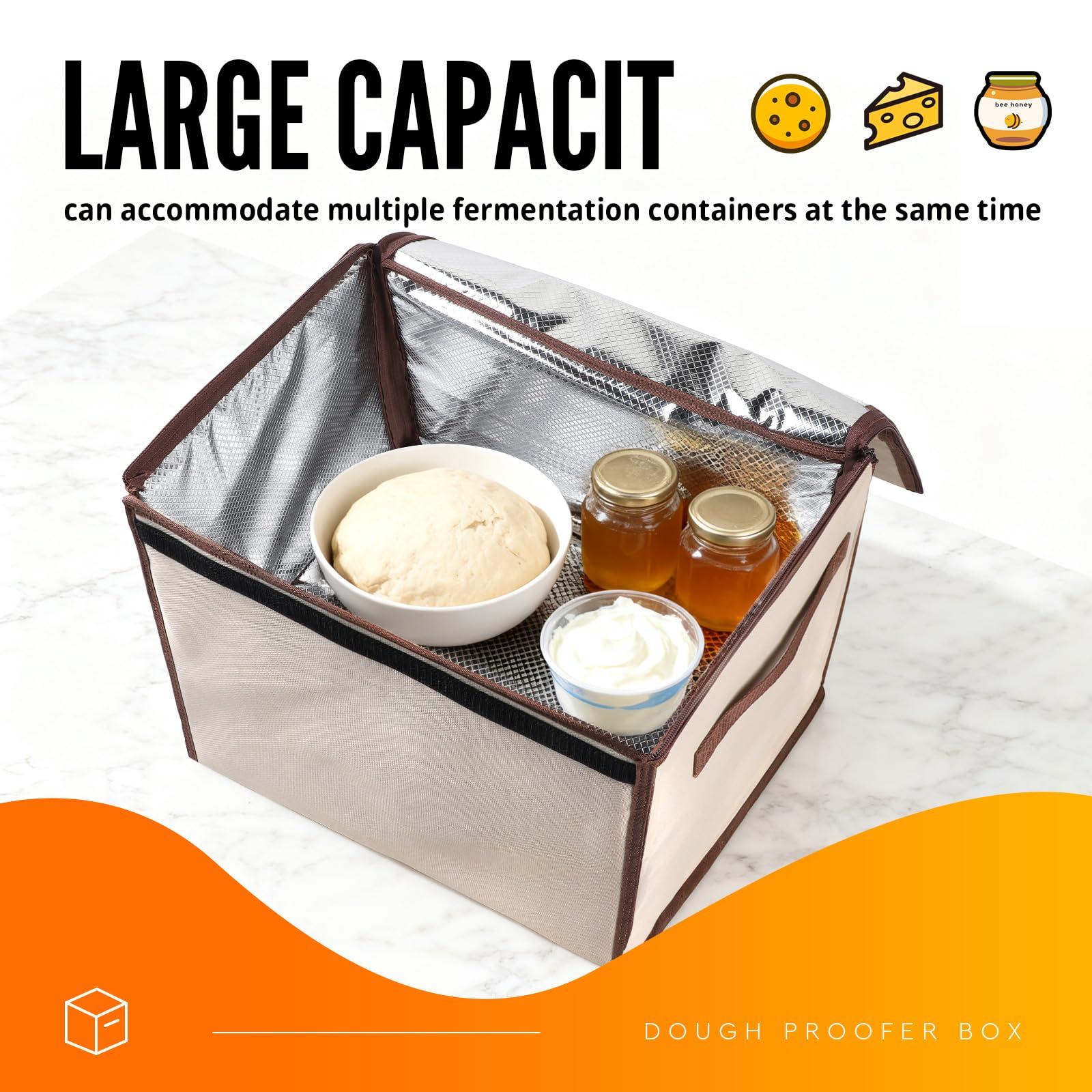 SWAWIS 40x30x28cm Caja de Fermentación con Función de Calefacción para Masa 230V 70W, Plegable, Control de Temperatura 20-50 ℃, Temporizador 0-24h, para Hogar Pan Pizza Yogur