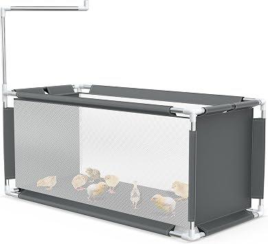 Chicken Brooder Box 10.6 cu ft 47.2" x 19.7" x 19.7" Stainless Steel Frame & Waterproof Oxford Fabric, Portable Indoor Brooder for Up to 15 Baby Chicks, Ducklings, Quail, Easy Assembly