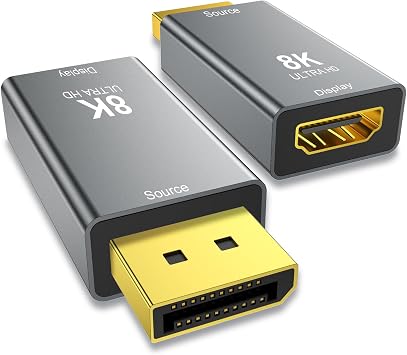 1-Pack DisplayPort 1.4 to HDMI 2.1 Adapter 8K@60Hz,4K@144Hz Uni-Directional DP Source to HDMI Display Converter Compatible with PC,Desktop,AMD,NVIDIA,and Gaming Monitors