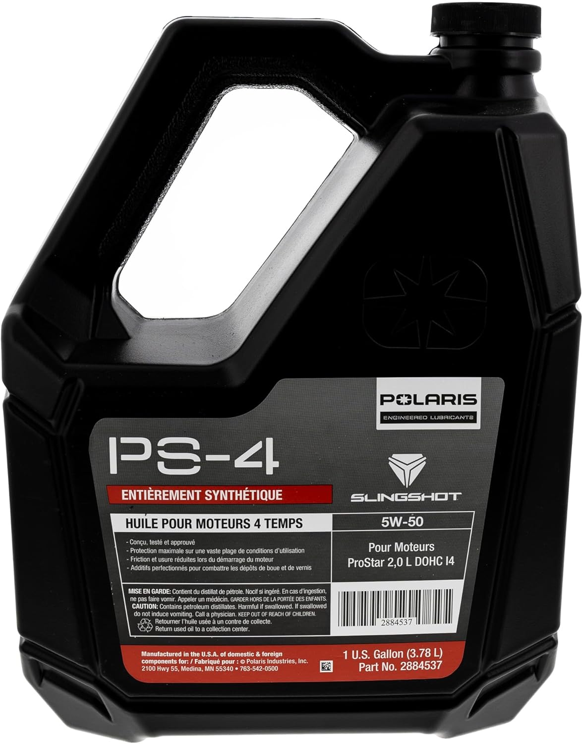PS-4 5W-50 Full Synthetic Oil 1 Gallon 2884537 Genuine OEM Polaris Slingshot 4-Cycle Engine Oil
