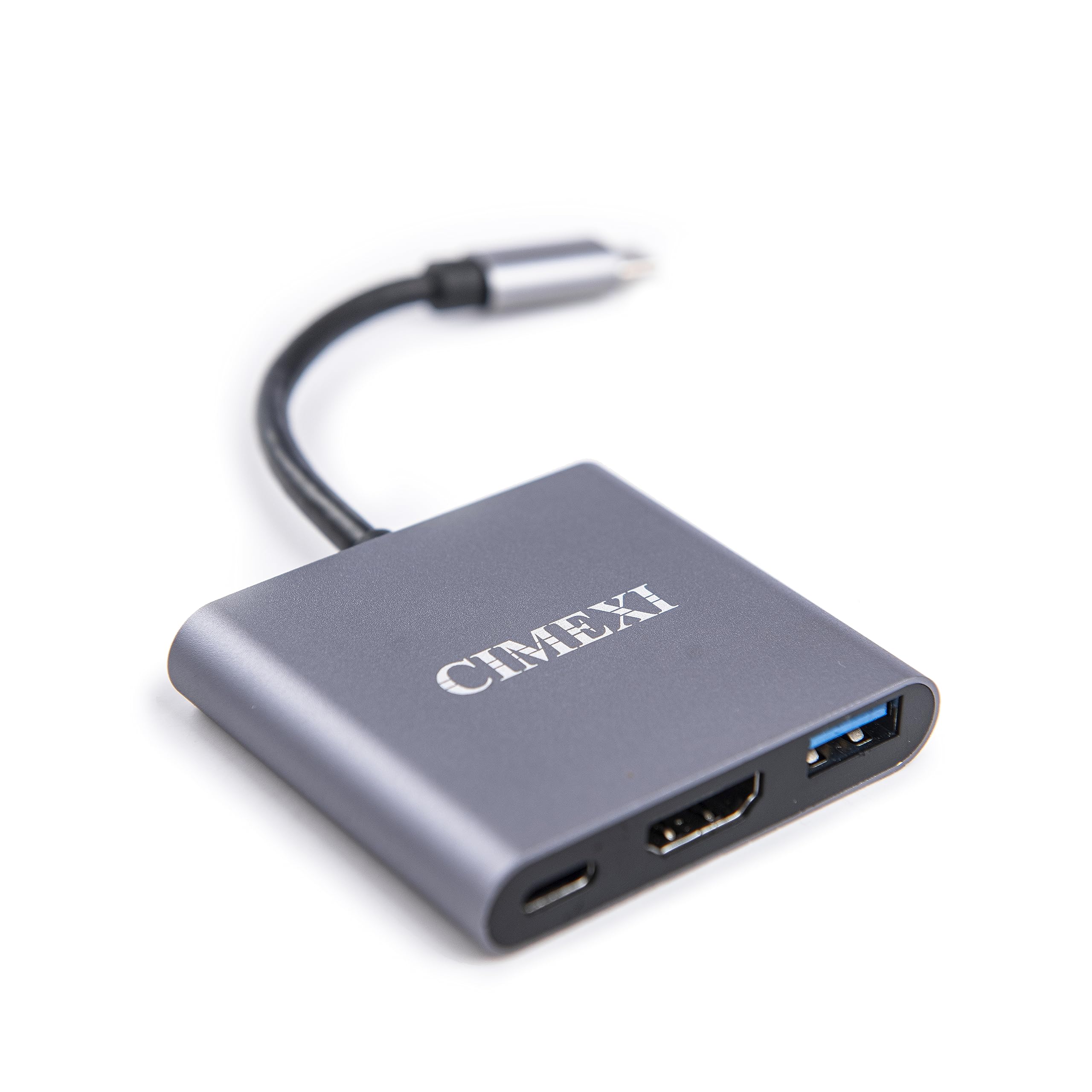 CIMEXI USB/Type C to HDMI Multiport Adapter - 4K 30Hz - 3 in 1 to HDMI 4K Video Converter for for Mac and USB Type-C Devices (Silver)