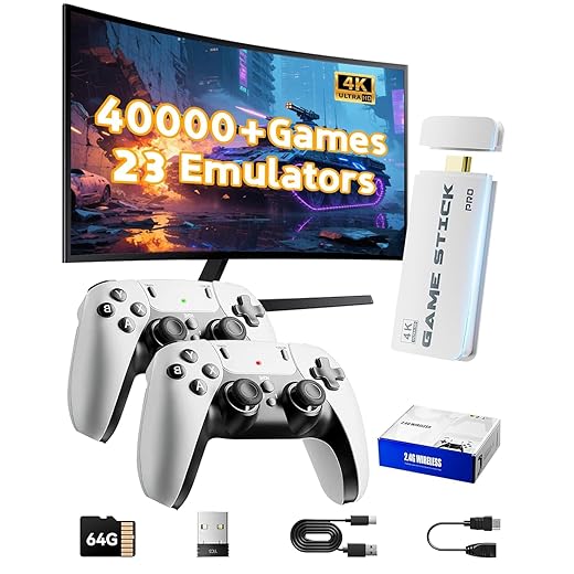 2026 Upgraded Retro Gaming Console, 40,000+ Retro Game Stick, 23 Emulators, 4K HD HDMI TV Game Stick, Built-in Classic Video Games, Plug & Play Game Console TV with 2 Wireless Controllers (Off White)