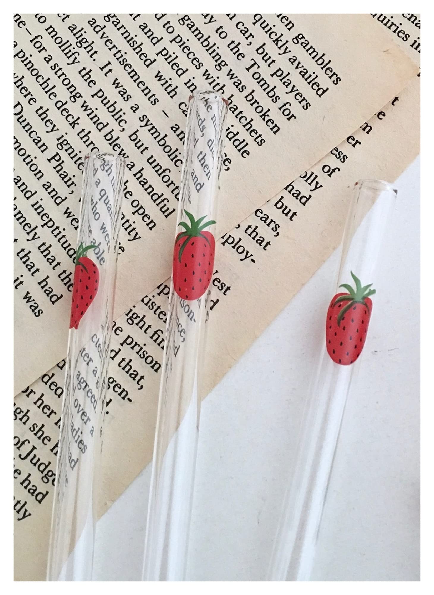 Tazza In Vetro Borosilicato Con Paglia - Design Carino A Fragola Per Acqua, Latte E Bevande Fredde - Foto 13