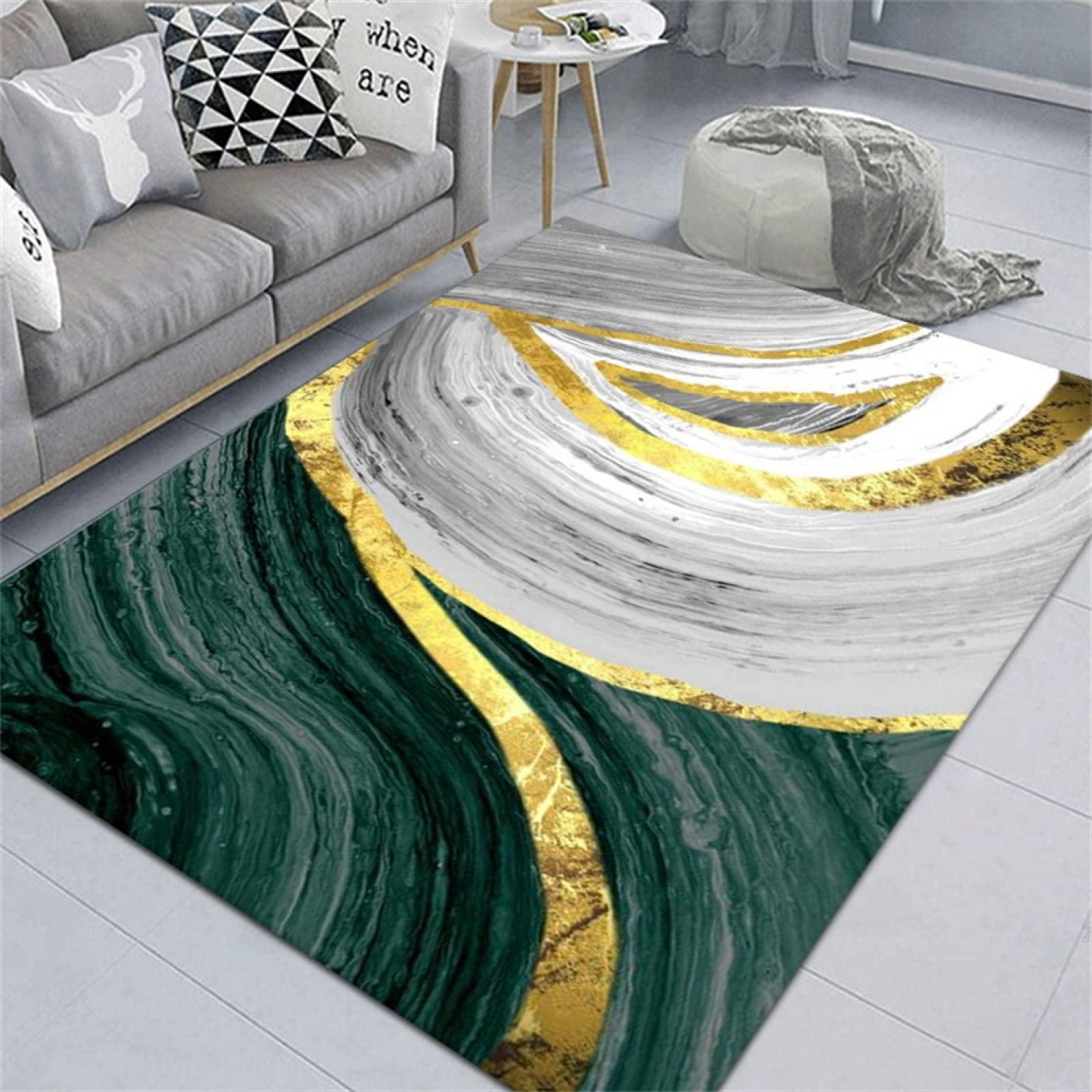 Tapis chambre adolescent vert 80x160cm pour sol froid salon et bureau moderne