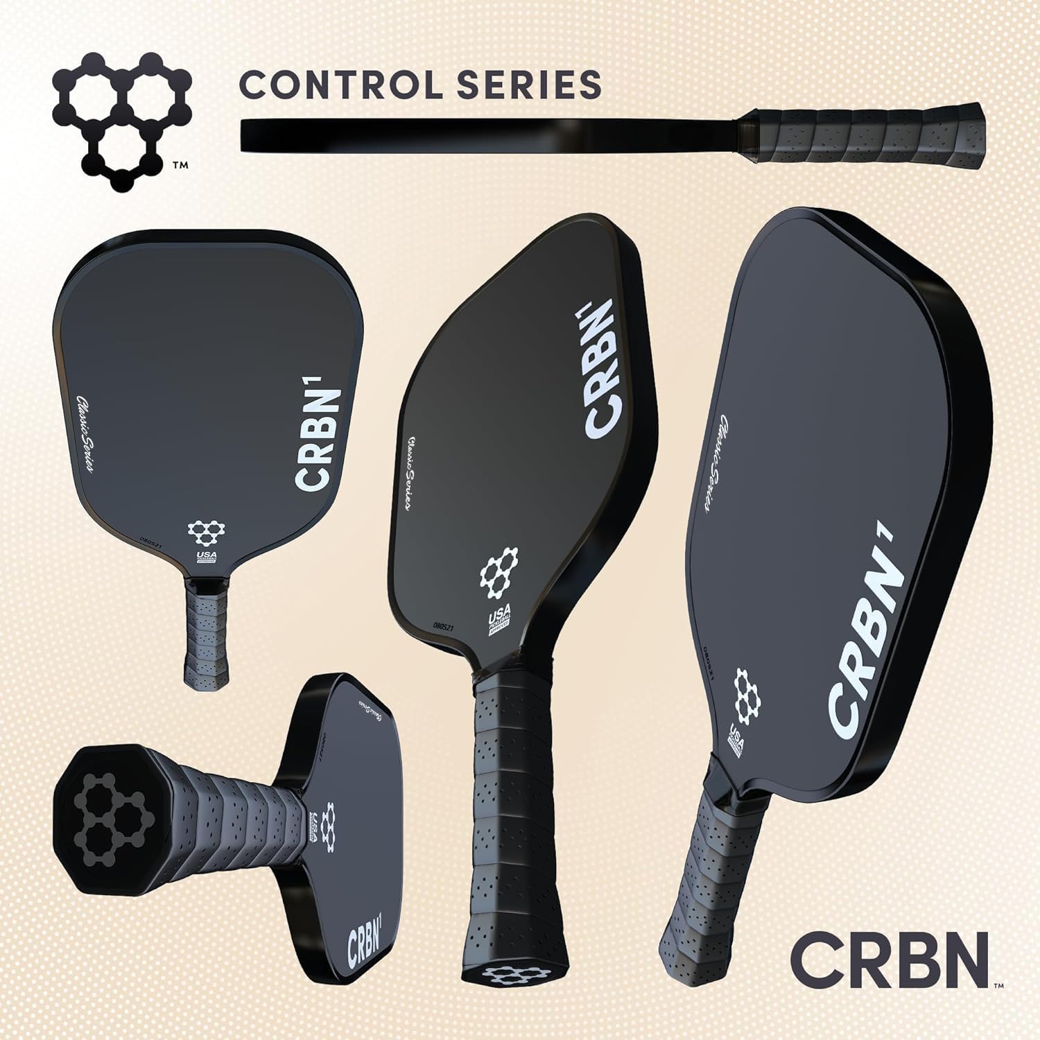 CRBN Pickleball - CRBN1 and CRBN2 Paddle - Carbon Fiber Pickleball Paddle with Honeycomb Poly Core - Perfect Balance of Power & Control