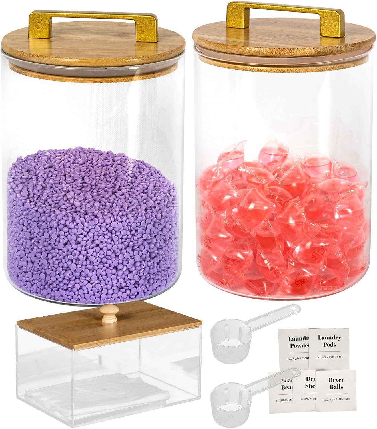Minimalist Glass Laundry Storage Jars – Detergent, Scent Beads & Pods Organizer Set
