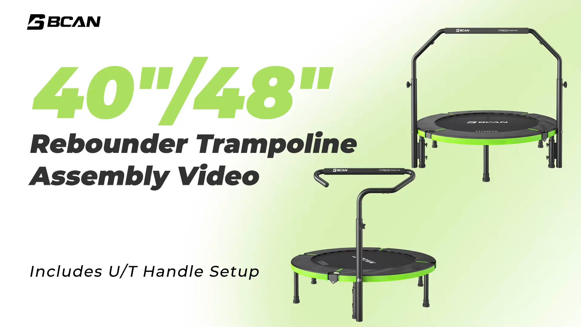 BCAN 40'' Opvouwbare Mini Trampoline – Stille Bungee-koorden – Maximaal 450 Lbs – Knievriendelijk & Geluidsarm – Voor Binnen- & Buitentraining – Groen