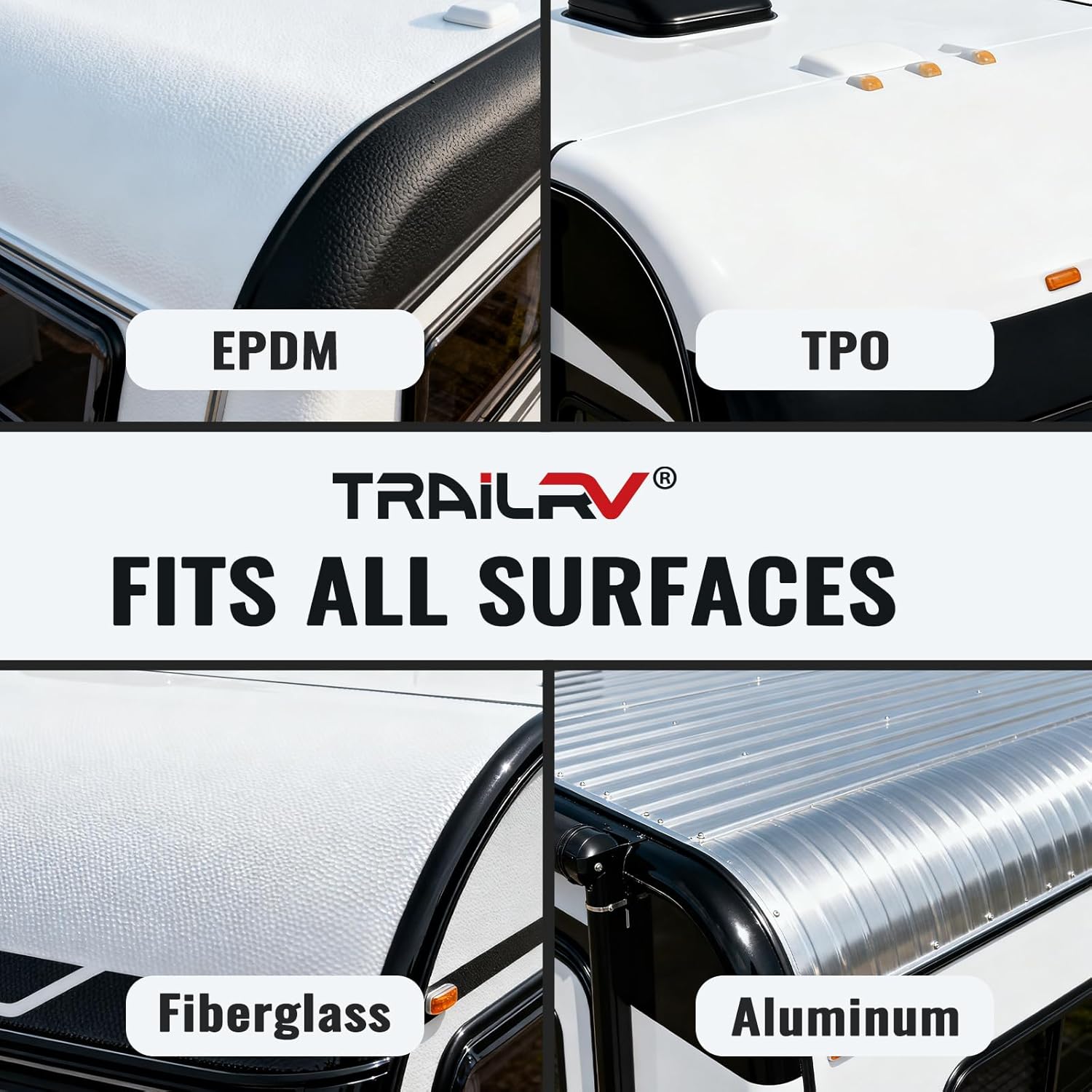 RV Roof Sealant, Liquid Rubber Waterproof Coating - Solar Reflective, Flexible, Repair Paint for EPDM, TPO, Fiberglass, Aluminum Roof - White, 4 Gallon