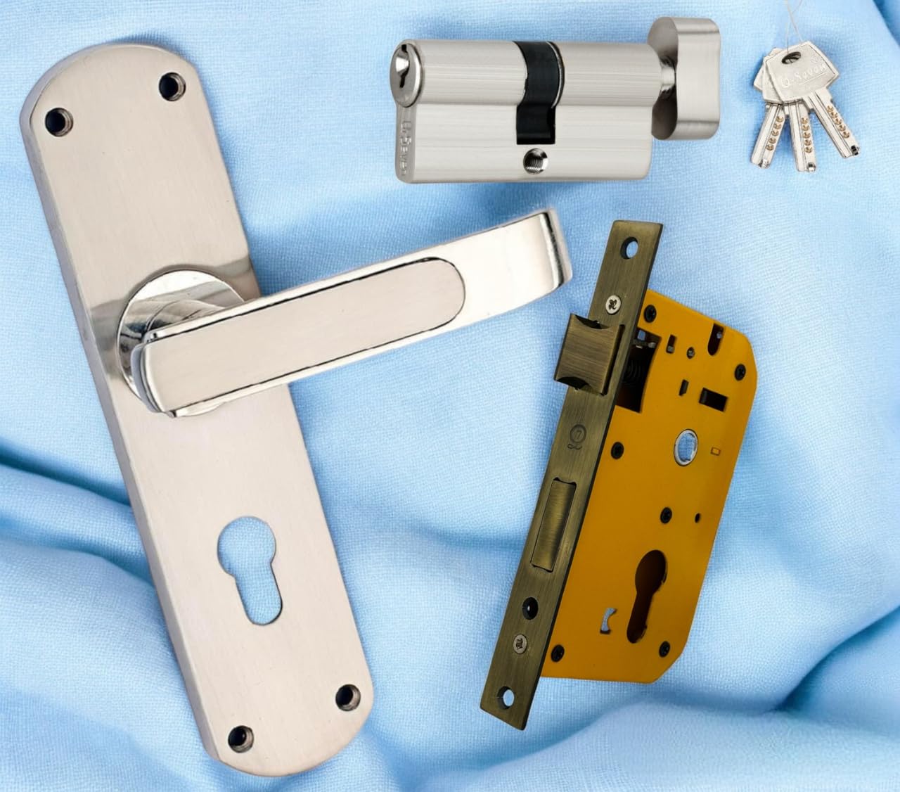Q-Seven ZIM-1 Mortise Lock Antique Finish | 60 mm Key & Knob Cylinder, Modern Mortise Door Lock System with Durable and Heavy-Duty Construction, Ideal for Residential and Commercial Use
