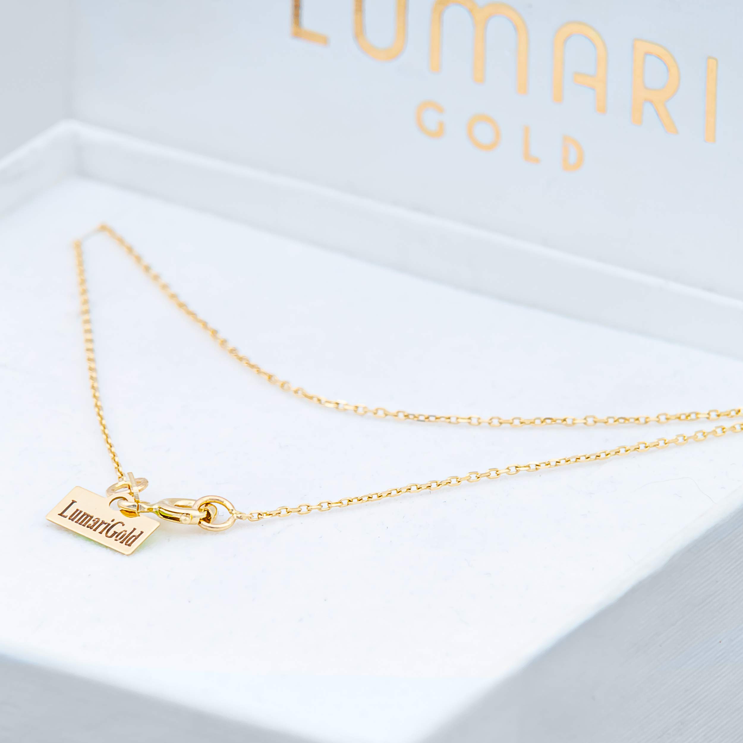 Goldene Damen Halskette 585 14k Gold Gelbgold Kette mit Anhänger Kreis Kugel Zirkonia Gravur