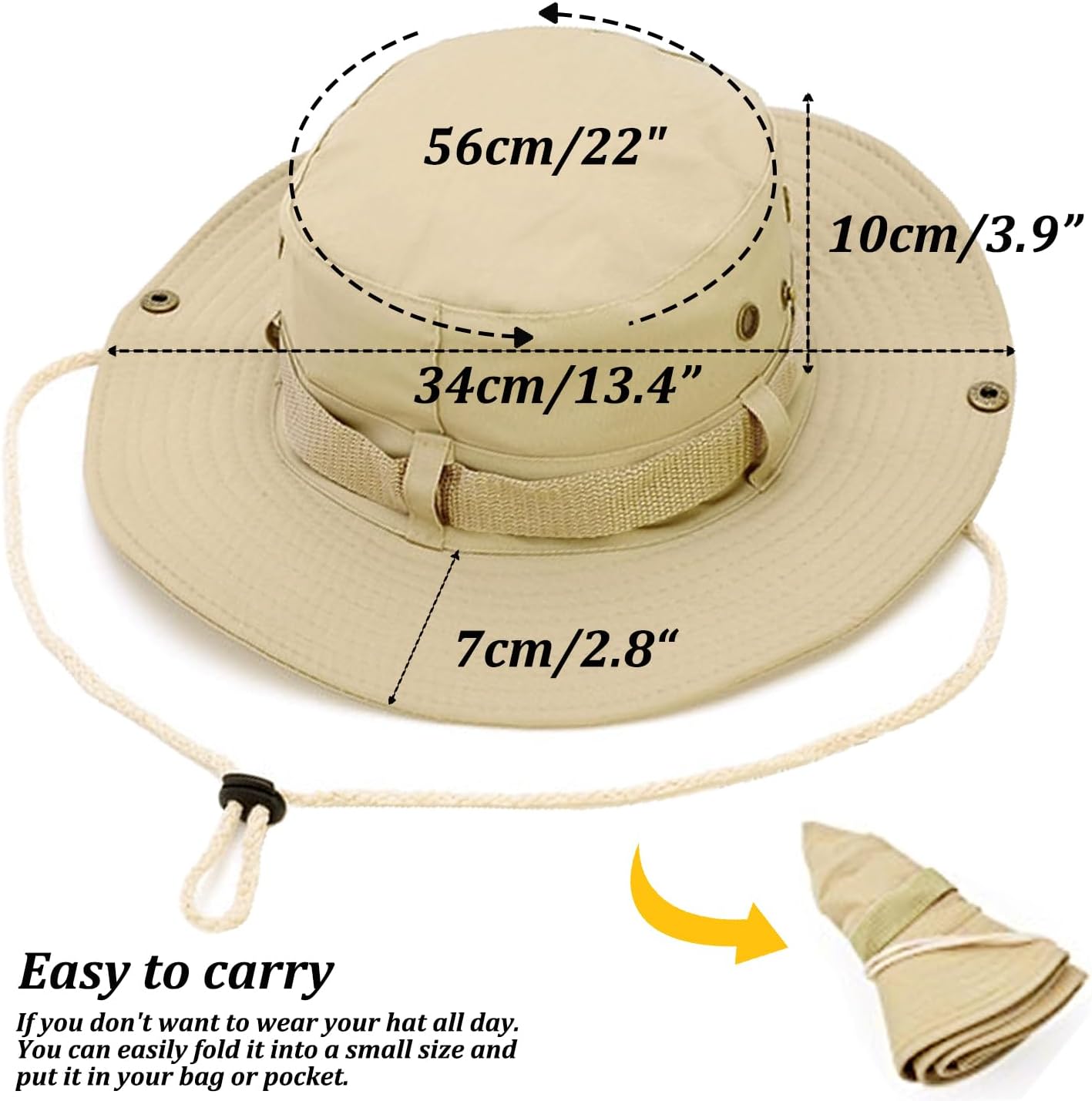 Sun Hats for Men Women, Fishing Hat UV Protection Wide Brim Bucket Hats Foldable Boonie Hat for Hiking Camping Safari - Image 6