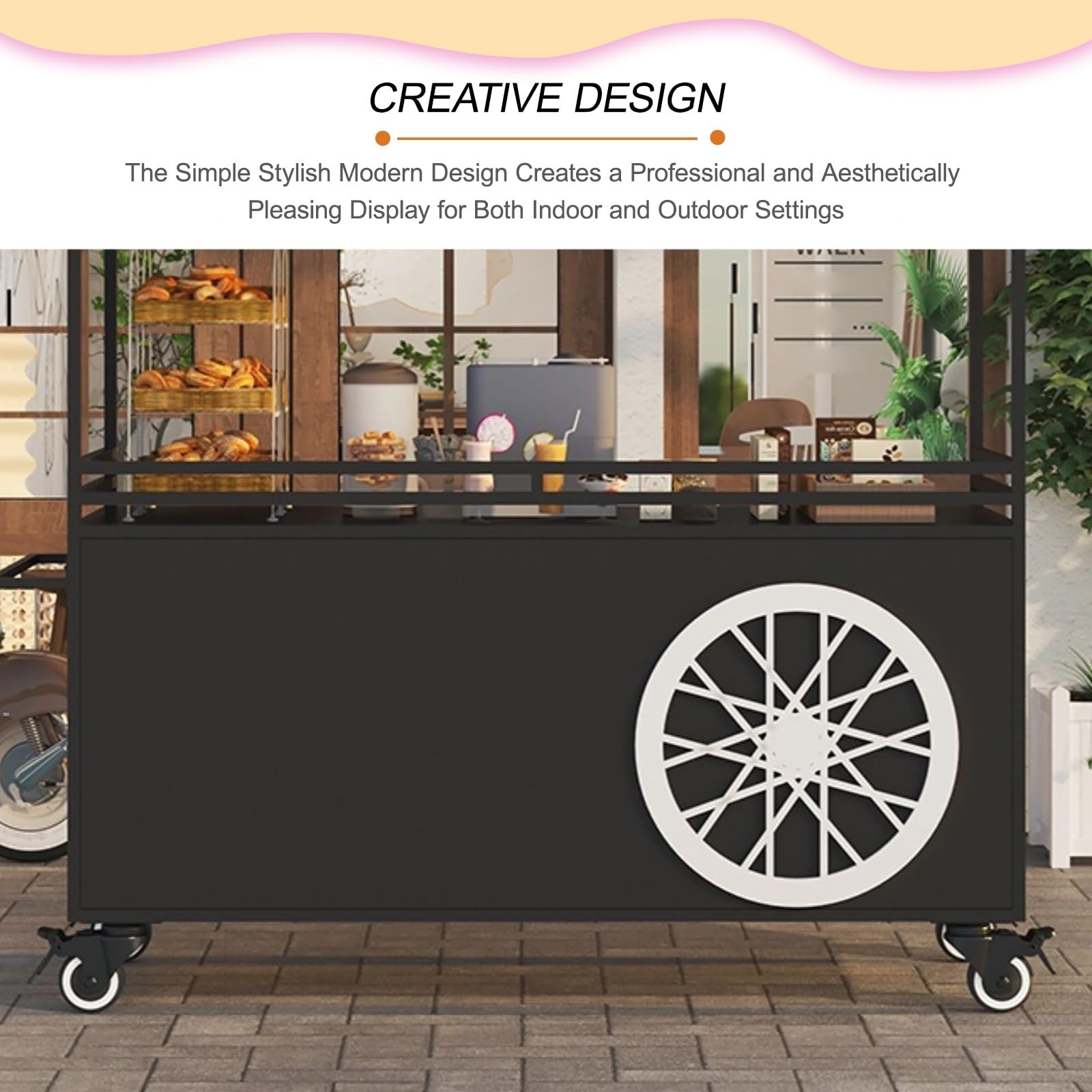Espositore portatile a 2 ripiani per caramelle con baldacchino a righe, bancarella mobile per venditori di cibo da strada e carrello per venditori all'aperto (rosa, 140 cm)