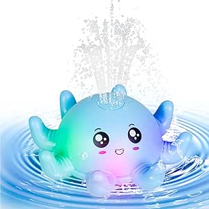 Jouet De Bain Baleine à Jets Avec LED – Pour Bébé Et Piscine – Lumière Clignotante, Pulvérisation Automatique
