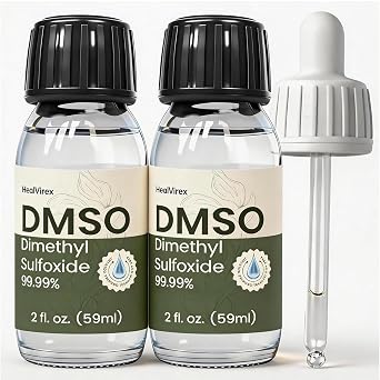 99.99% Pure DMSO Liquid - 4 fl oz High Purity Dimethyl Sulfoxide Solvent - Crystal Clear Glass Bottles with Separate Dropper - Low Odor Formula for Extractions & Lab Use