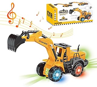 Zabawka koparka, automatyczne chodzenie z dźwiękiem i światłem pojazdy budowlane, ciężarówka budowlana koparka, zabawka z piaskiem do kopalni, z wieloma światłami i muzyką, dla dzieci w wieku