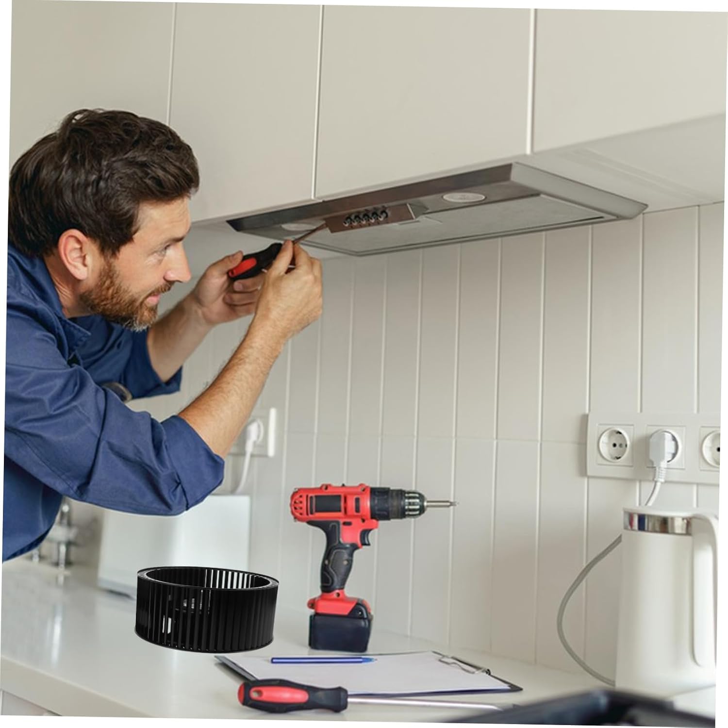 2pcs Exhaust Fan Motor Wind Wheel for Kitchen Range Hood Quiet Fit High-powered Ventilation Construction Compatible Models