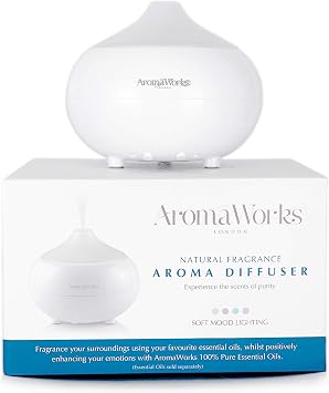 Aromaworks Natural Fragrance Aroma Diffuser - Soft Mood Led Lighting - Fills The Room With A Sensual Fragrance - Suitable For Use With The Aromaworks Essential Oils - Easy To Use - 1 Pc Diffuser