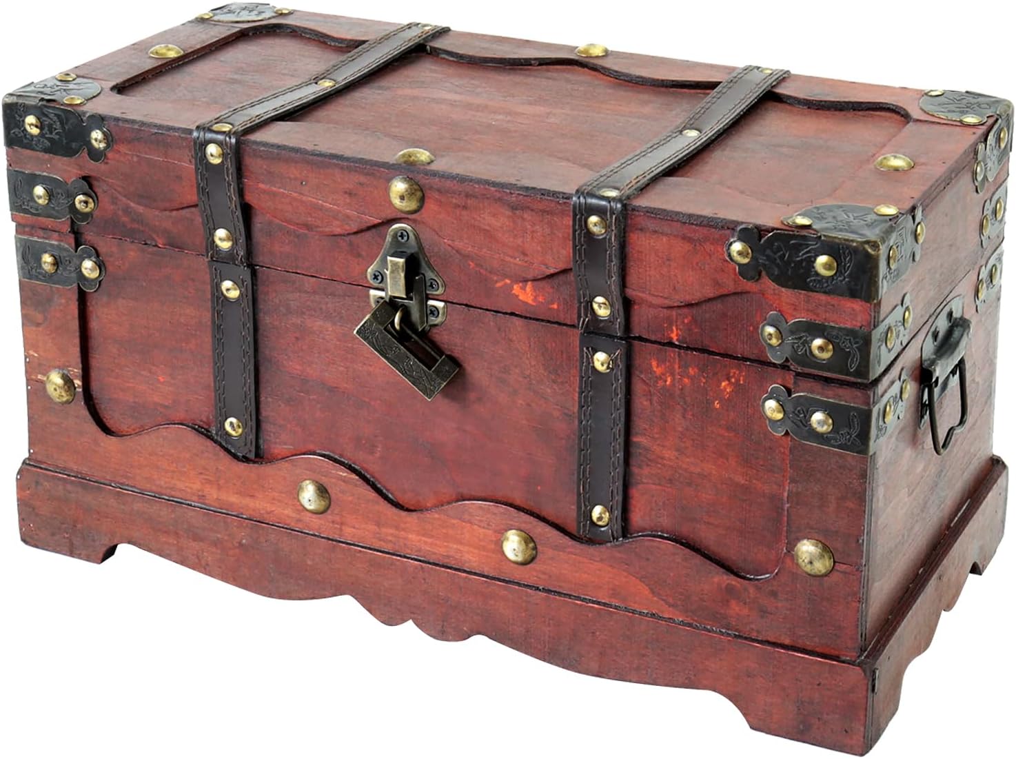 HMF 6400-140 Wooden Treasure Chest with Lock | 40 x 19 x 22 cm | Large | France