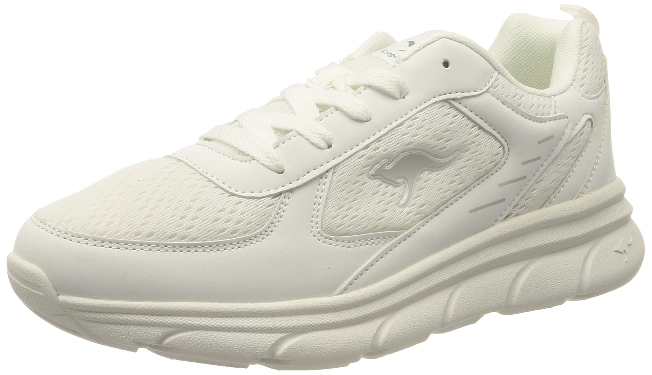 KangaROOS Women's K-CR Pad Sneaker, White/Silver, 10 UK
