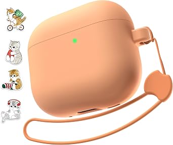 Case for AirPods 4 Case Triple Layers Hard Cover Shockproof Protective Silicone Case with lanyrad for Apple Airpods 4th Generation 2024 Released Orange