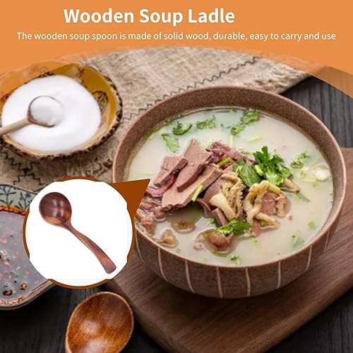 Miniatura 4 de Wooden Ladle for Cooking, Wooden Soup Spoons Wood Serving Spoon, Long Handle Scooper Wood Spoon for Soup