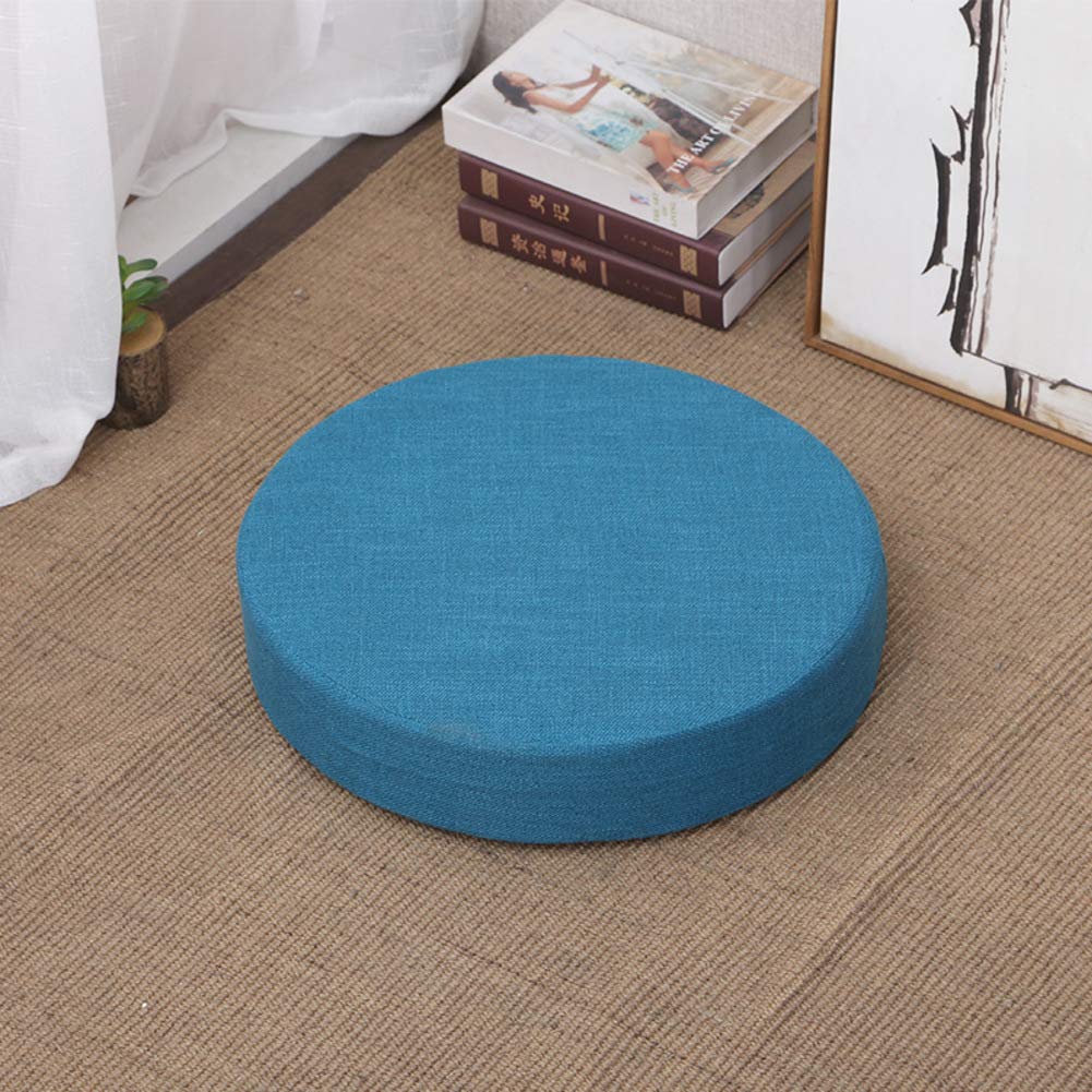 Coussin de siege rond bleu pour creer un coin meditation zen et habiller vos meubles de patio