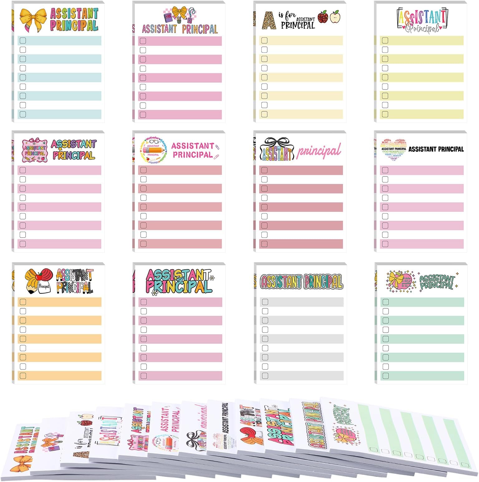 Tinlade 12 Pack Assistant Principals Small Note Pads Coworkers Staff Appreciation Gifts Desk Notepads Thank You Appreciation Gift for Office Supplies Writing and Memo Pads, 30 Sheets Each