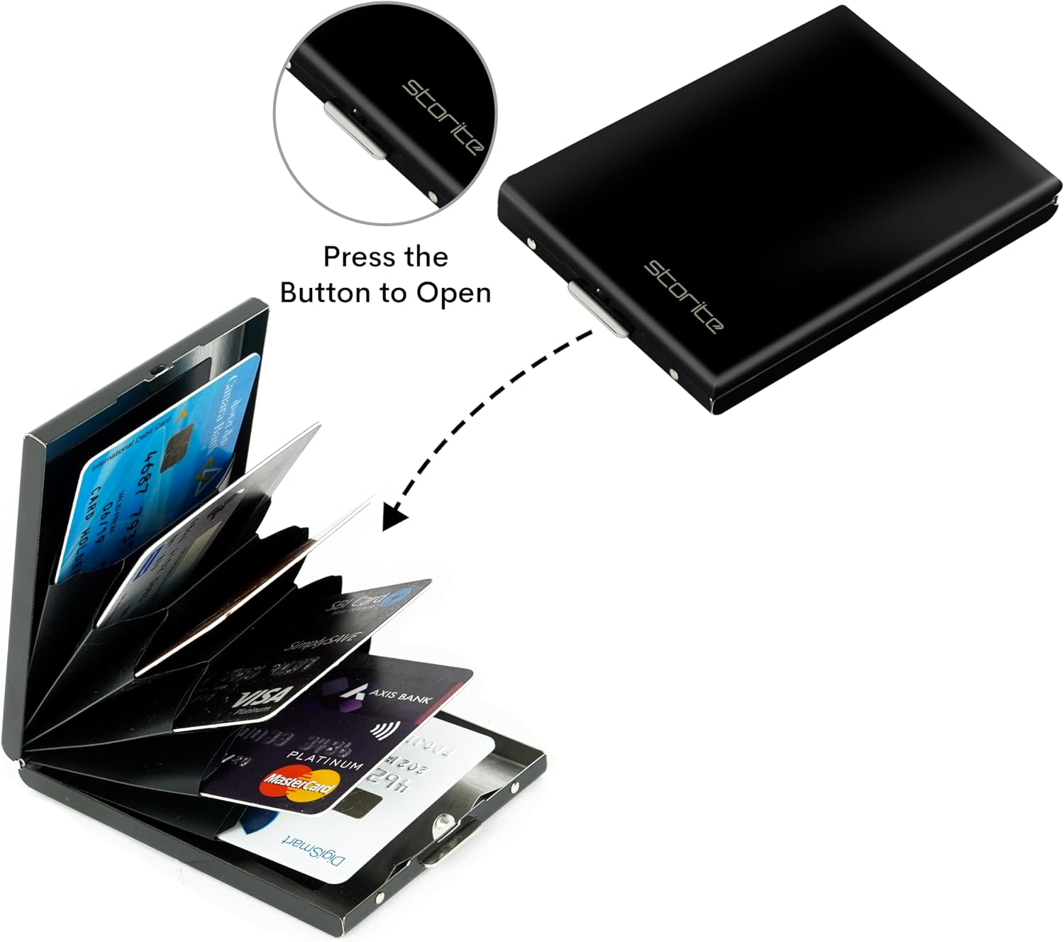 Storite 6 Slots Vertical RFID Protected Metal Card Holder Wallet, Black