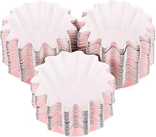Zhangpu 100 Piezas de Copa de Muffins en Forma de Flores Pasteles de Postre Tazas para Hornear Desechables Tazas para Hornear (Rosado)