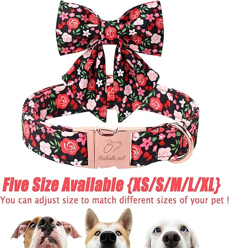 Miniatura 6 de Collar de perro floral con corbatín  Collar ajustable de flor negra para mujer, transpirable, cómodo, para primavera y verano, collares para perros