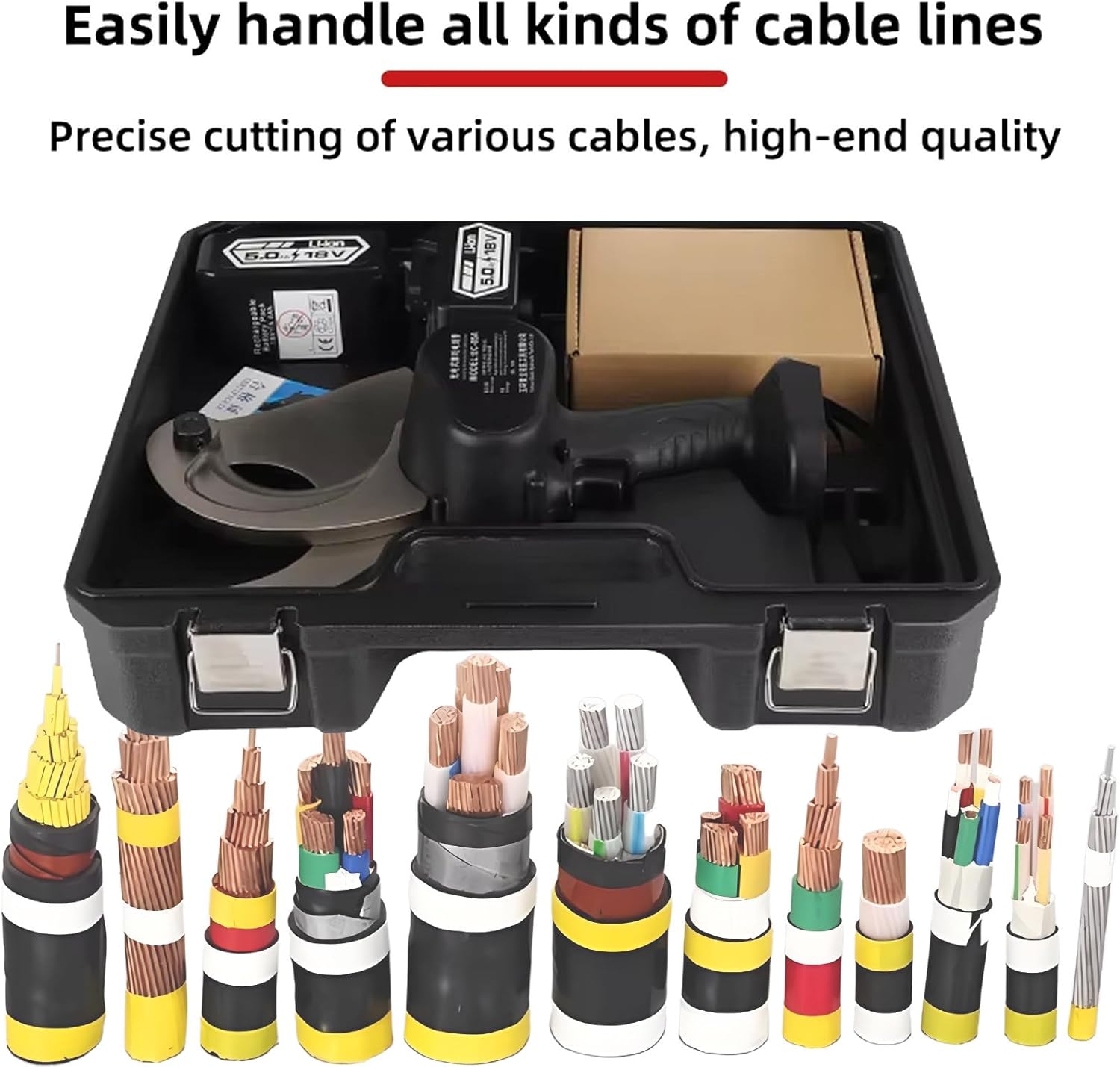 Handheld Electric Cable Hydraulic Shear, Cordless Automatic Cable Cutting Tool, for Copper Aluminum Wire Power Maintenance,EC85A