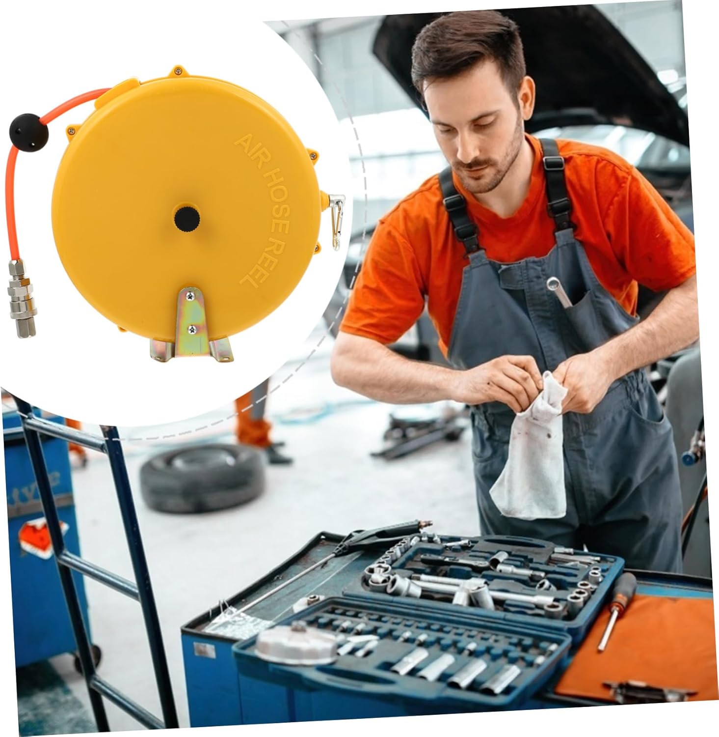 POPETPOP Lightweight Compact Reel Cold High-temperature Resistant Versatile Industrial Hose Reel for Auto Shops