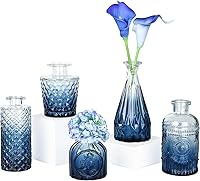 Vista 7 de Juego de 12 jarrones de cristal negro para capullos, jarrones pequeños para flores, jarrón para capullos para centros de mesa al por mayor, mini