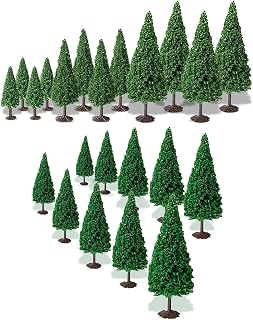 Model Cedar Trees 10PCS &12PCS Train Scenery Landscape Pine Miniature Diorama Trees Mixed Model for Road Architecture Building DIY Decoration Gift
