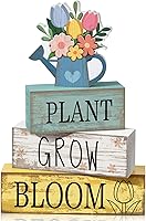 Vista 55 de 4 piezas de decoración de mesa de madera de granja, decoración de bandeja escalonada para decoración rústica retro de madera en forma de casa