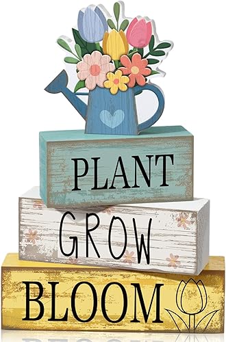 Miniatura 55 de 4 piezas de decoración de mesa de madera de granja, decoración de bandeja escalonada para decoración rústica retro de madera en forma de casa,